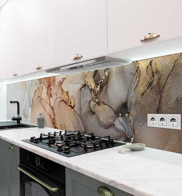 Küchenrückwand Marmor grau gold selbstklebend Spritzschutz Folie