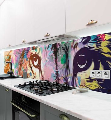Küchenrückwand Löwen Graffiti selbstklebend Spritzschutz Folie