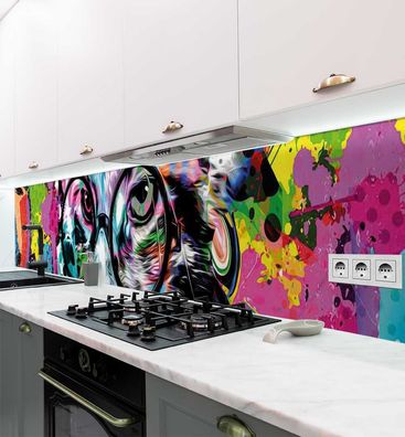 Küchenrückwand Katzen Graffiti selbstklebend Spritzschutz Folie