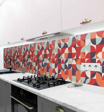 Küchenrückwand Retro 70er Jahre rot selbstklebend Spritzschutz Folie