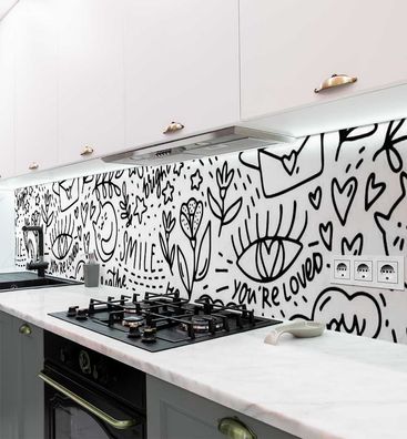 Küchenrückwand Cartoon Muster selbstklebend Spritzschutz Folie