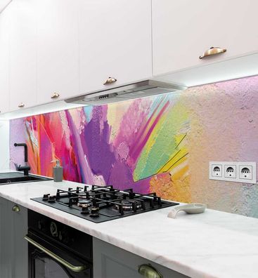 Küchenrückwand bunte Blumen Malerei selbstklebend Spritzschutz Folie