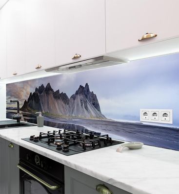 Küchenrückwand Landschaft Berg und Insel selbstklebend Spritzschutz Folie