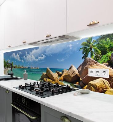 Küchenrückwand Landschaft Palmen Strand selbstklebend Spritzschutz Folie