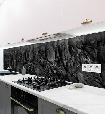 Küchenrückwand schwarzer Stein selbstklebend Spritzschutz Folie