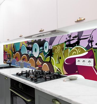 Küchenrückwand Graffiti Kunst selbstklebend Spritzschutz Folie