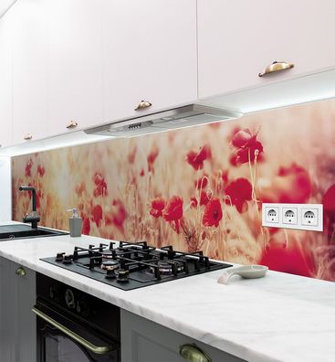 Küchenrückwand Mohnblumen selbstklebend Spritzschutz Folie