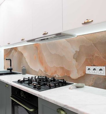Küchenrückwand wellige Marmor Steinplatten selbstklebend Spritzschutz Folie