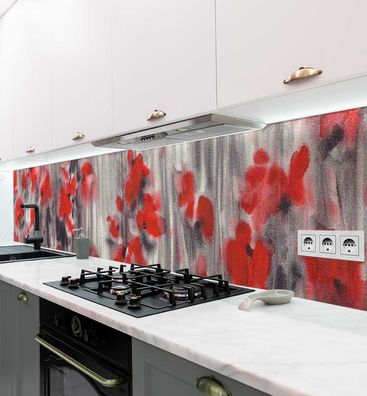 Küchenrückwand Graffiti gesprühtes Blumenfeld selbstklebend Spritzschutz Folie