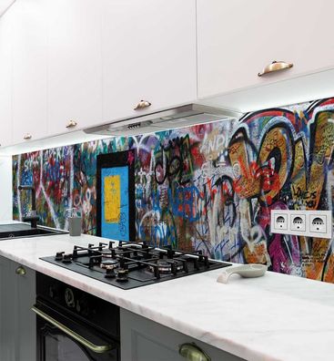 Küchenrückwand Abstraktes Graffiti Gemälde selbstklebend Spritzschutz Folie