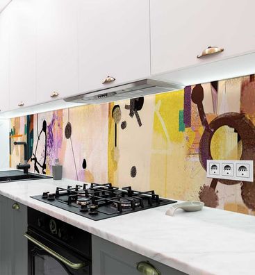 Küchenrückwand bunte abstrakte Malerei mit Formen Farben selbstklebend Folie
