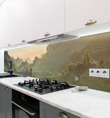 Küchenrückwand minimalistische Weinberge selbstklebend Spritzschutz Folie