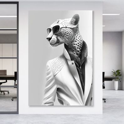 Fashion Leopard Leinwand , Acrylglas + Aluminium , Poster Wandbild , Home Decoration