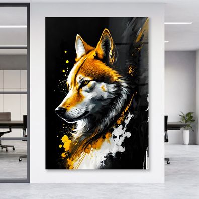 Wolf tier kunst Leinwand , Acrylglas + Aluminium , Poster Wandbild , Home Deco