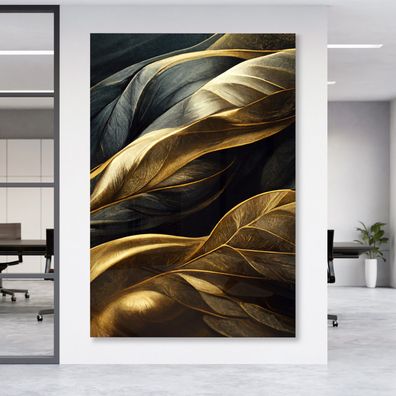 Bild Goldene Kunst Leinwand , Acrylglas + Aluminium , Poster Wandbild , Home Deco