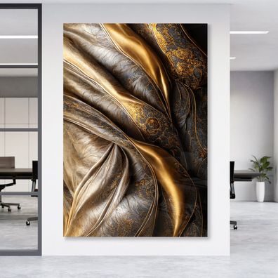 Goldene Kunst Leinwand , Acrylglas + Aluminium , Poster Wandbild , Home Deco