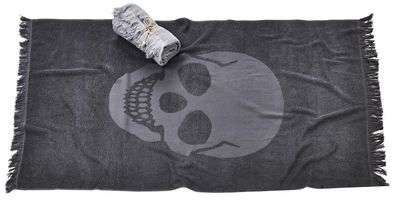done. Hamamtuch CAPRI Skull Totenkopf schwarz grau 90 x 160 cm Saunatuch Strand
