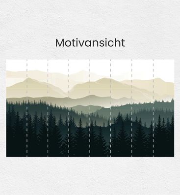 Fototapete Minimalistische Walddichtung mit Bergen Wanddeko Bildtapete Tapete
