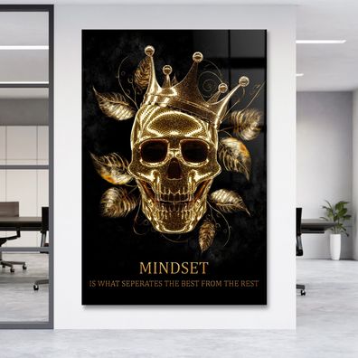 Totenkopf Motivation Text Business Leinwand , Acrylglas + Aluminium, Poster Wandbild