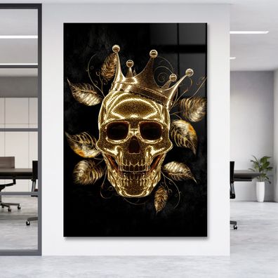 Totenkopf Golden luxury Skull Leinwand , Acrylglas + Aluminium, Poster Wandbild