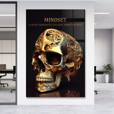 Totenkopf Motivation Business Leinwand , Acrylglas + Aluminium, Poster Wandbild