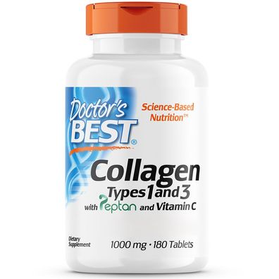 Doctor's Best, Kollagen Type 1 und 3 mit Vitamin C, 1000mg, 180 Tabletten