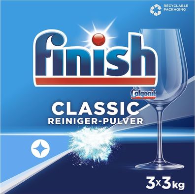 Finish Classic Spülmaschinen Reiniger Pulver Geschirrreiniger 3er Pack 3 x 3 kg