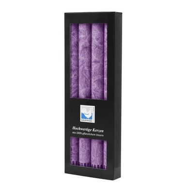 Stabkerzen aus Stearin, 22/250 mm, Violett, Kerzenfarm HAHN, Brenndauer ca. 10h,