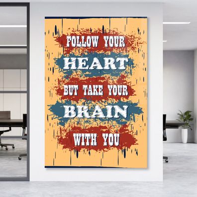 Motivational Text Business Leinwand , Acrylglas + Aluminium , Poster Wandbild