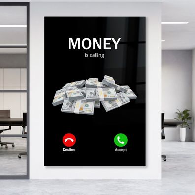 Money Motivational Business Leinwand , Acrylglas + Aluminium , Poster Wandbild