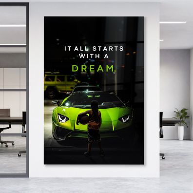 Motivational Text Dream Business Leinwand , Acrylglas + Aluminium , Poster Wandbild
