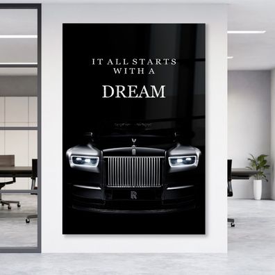 Text Motivational Dream Business Leinwand , Acrylglas + Aluminium , Poster Wandbild