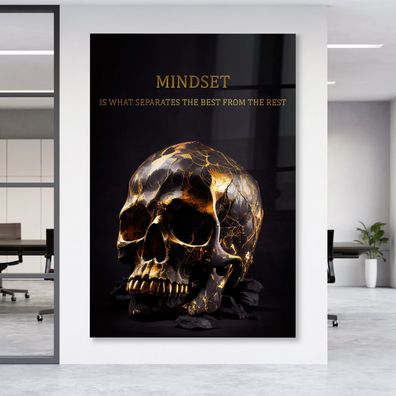 Totenkopf Text Motivation Wandbild Business Leinwand , Acrylglas + Aluminium, Poster