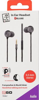 2Go In Ear Stereo-Headset 3,5mm Klinke Schwarz/ anthrazit