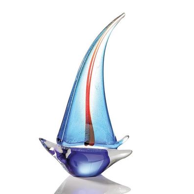 Casablanca Glasskulptur "Segelboot" blau/ silber Höhe 32cm rot 127036