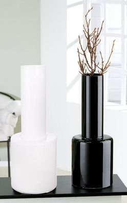 Gilde Vase "Lexus" weiß glänzend Europäische Handarbeit H: 60 cm Ø 22.50 cm 27606
