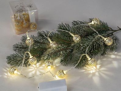 Formano Lichterkette 120 cm 10 Kugeln gold 634481