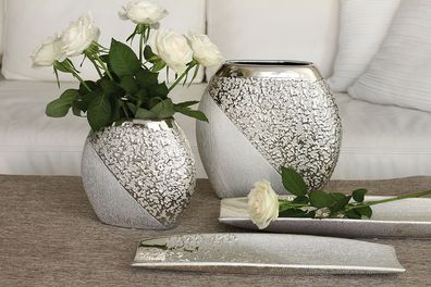 Gilde Runde Vase "Grace" champagner-silber H: 25 cm B: 26.70 cm T: 7.5 cm 43295