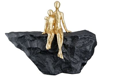 Gilde Skulptur "Mutterliebe" goldfarbene Figuren auf schwarzem Stein H: 17 cm B: ...
