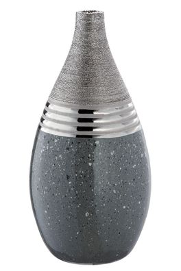 Gilde Vase bauchig "Magma" silberfarben/ granit H: 34.50 cm B: 16 cm T: 16cm 47268