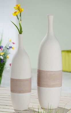 Gilde Flaschenvase "Olbia" Keramik braun, creme 28743