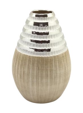 Gilde Konische Vase "Newtown" creme matt, silber glänzend L=18,5 cm B= 18,5 cm H= ...