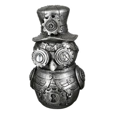 Gilde Skulptur "Steampunk Owl" antik silberfarben H: 23 cm B: 13 cm T: 12cm 89351