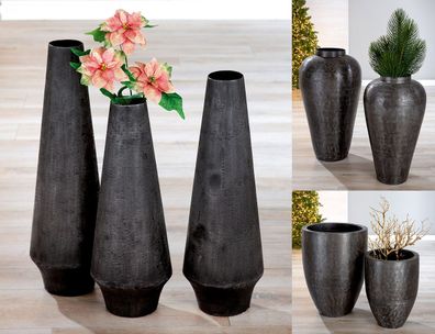 Gilde Vase "Noir" Aluminium schwarz 67850