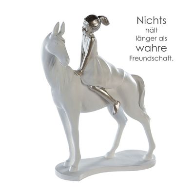 Casablanca Skulptur Girl on Horse weiss/ silb. Höhe: 25 cm Breite: 20 cm Tiefe: ...