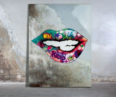 Gilde Gemälde Street Art "Kiss" mehrfarbig 38179