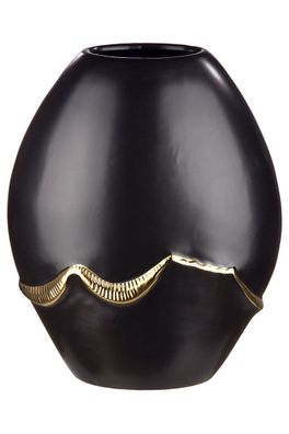 Gilde Vase oval "Creolo" Keramik schwarz 28768