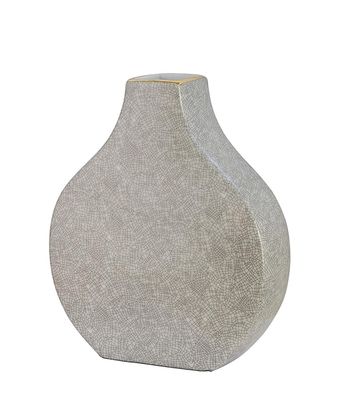 Fink MINTA Vase, hellgrau, gold, Porzellan 23x19,5x6cm