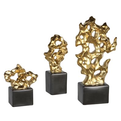 Casablanca Skulptur Nugget schwarz/ gold H.40cm Höhe: 40 cm Breite: 22 cm Tiefe: ...