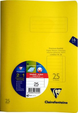 Clairefontaine Schulheft Kar 26, A4, 16 Blatt, fester, transparenter PP-Einband ...